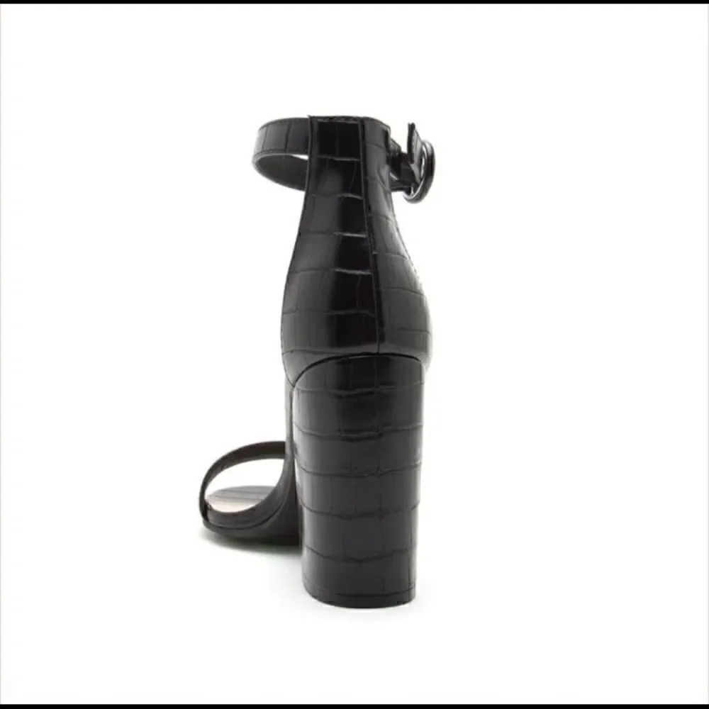 NEW! Black Croc Chunky Heel Size 9 - Picture 4 of 8